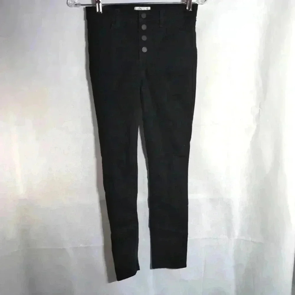 Girls Jordache Denim Jeans Black with snap fly super skinny sz 12